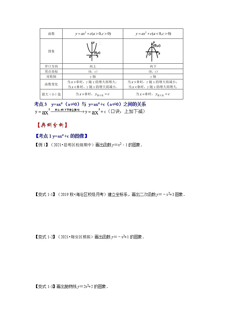 专题22.1.3  二次函数y=ax²+c(a≠0）的图像和性质（知识解读）-2022-2023学年九年级数学上册同步考点+专项训练（人教版）第2页
