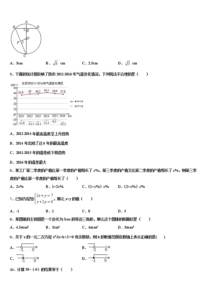 湖北省枣阳阳光校2021-2022学年中考数学五模试卷含解析第2页
