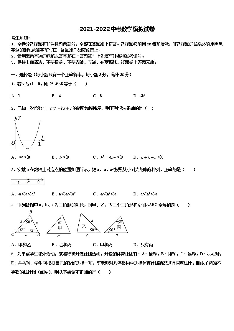 湖北省武汉江汉区四校联考2022年中考考前最后一卷数学试卷含解析第1页