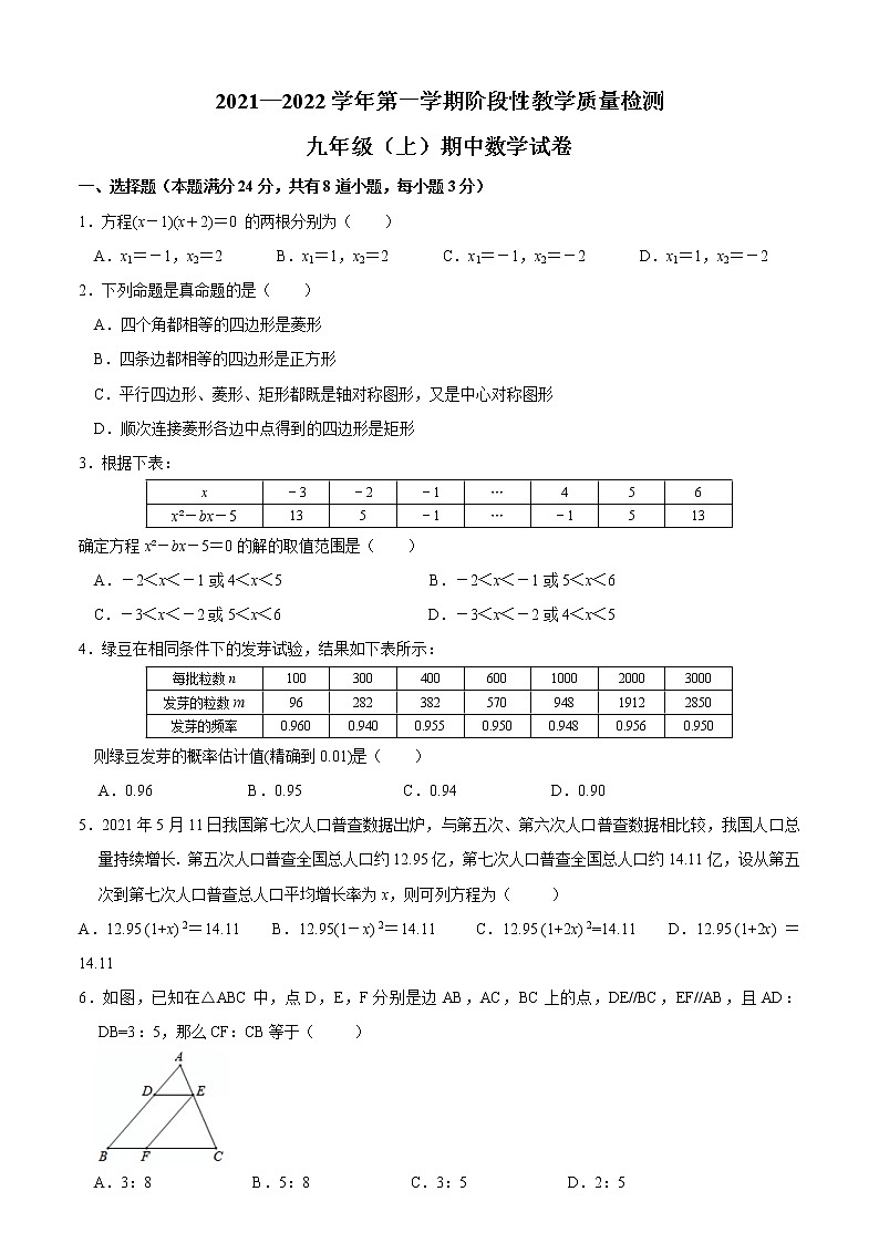 2021-2022学年山东省青岛市李沧区九年级（上）期中数学试卷01