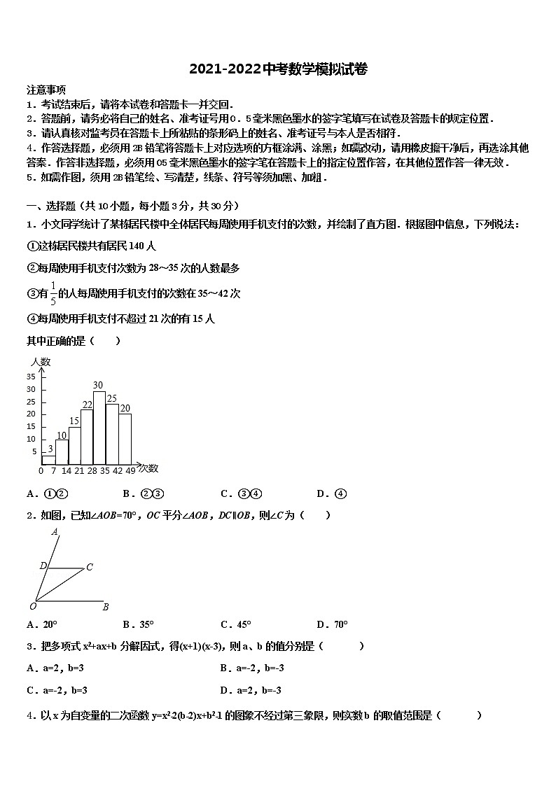 江苏省东台市第二教育联盟重点达标名校2021-2022学年中考数学仿真试卷含解析第1页