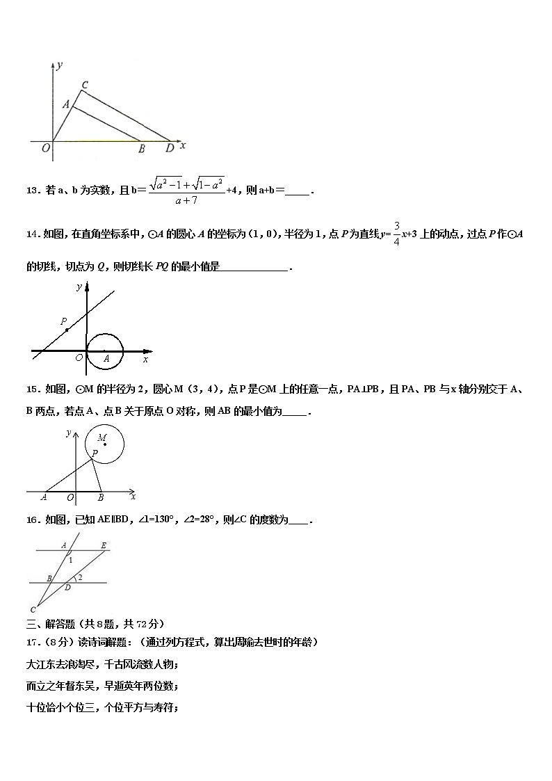 吉林省长春市教研室重点达标名校2022年中考数学四模试卷含解析03