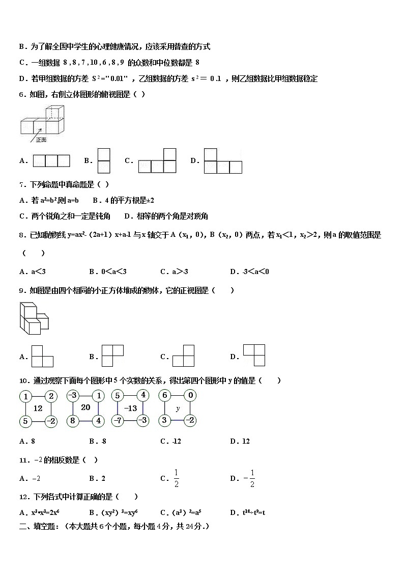 吉林省长春市新区重点名校2021-2022学年中考数学全真模拟试题含解析02