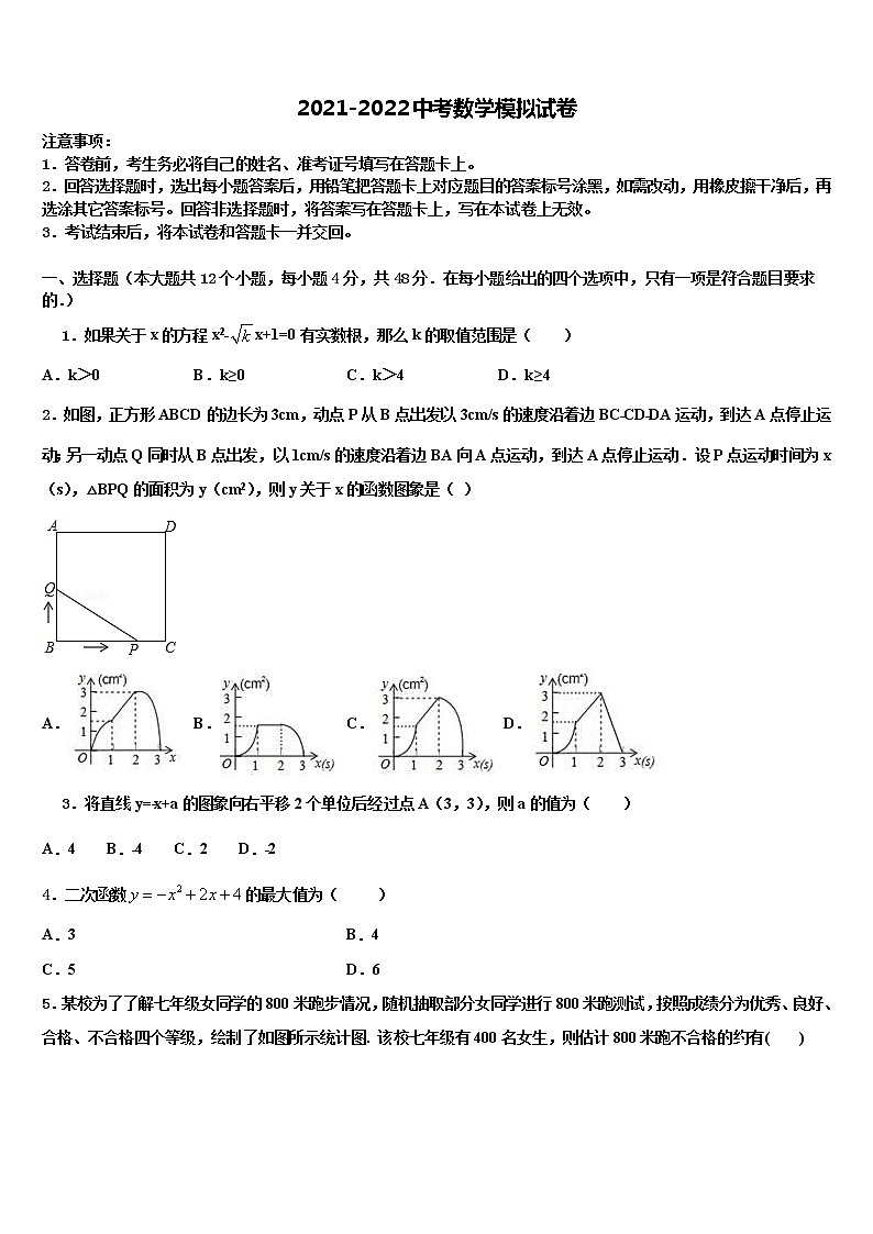 吉林省农安县前岗中学2021-2022学年中考适应性考试数学试题含解析第1页