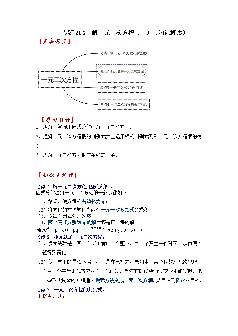 专题21.2 解一元二次方程（二）（知识解读）-2022-2023学年九年级数学上册同步考点+专项训练（人教版）01
