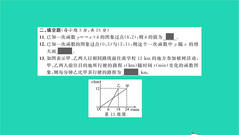 2022八年级数学下册周周卷六一次函数表达式的确定与应用习题课件新版湘教版08