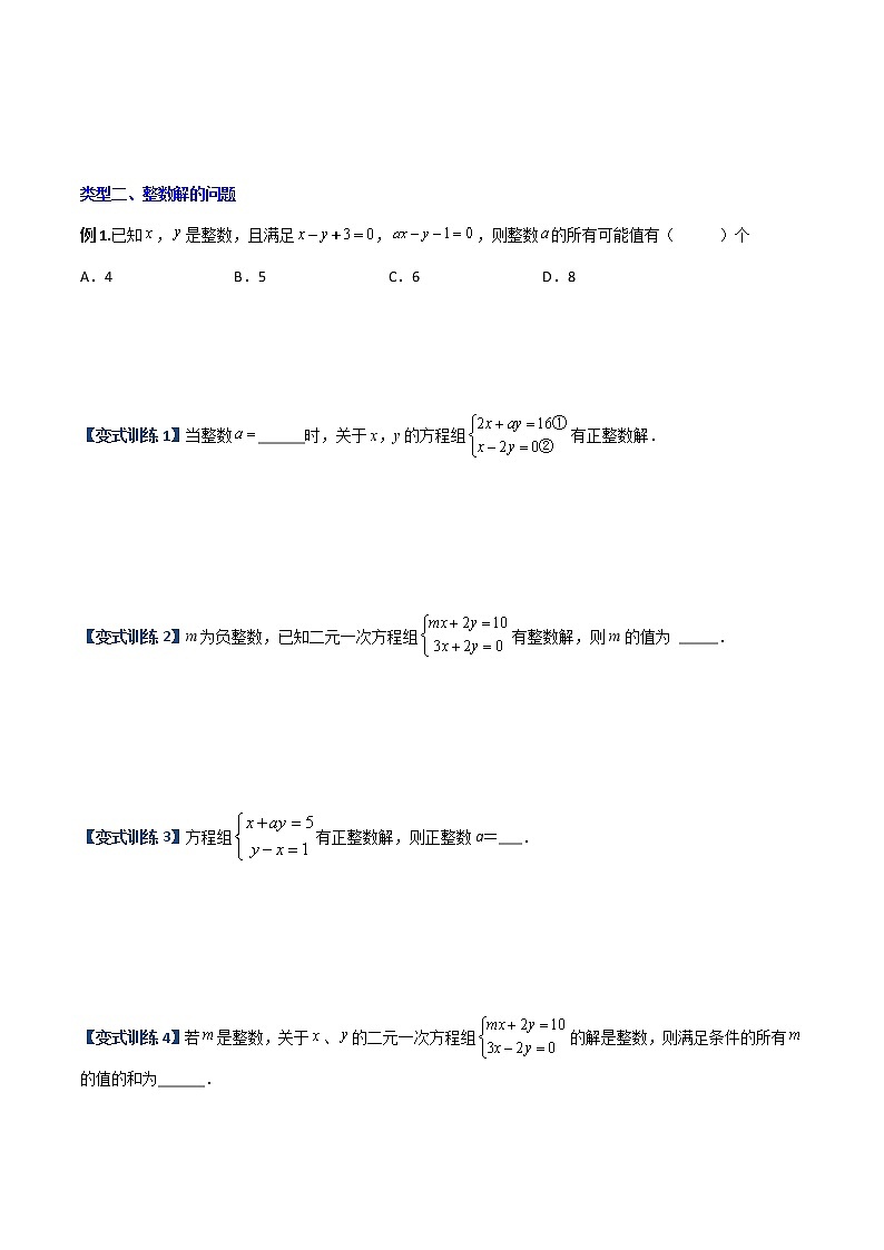 专题09  二元一次方程的四种特殊解问题（原卷版）-【B卷必考】2022-2023学年八年级数学上册压轴题攻略（北师大版，成都专用） 第2页