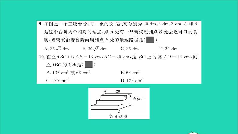 2022八年级数学下册周周卷一直角三角形的性质和判定习题课件新版湘教版06