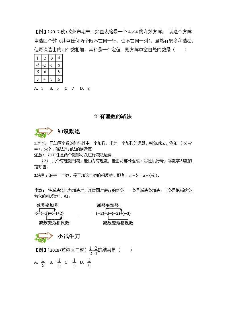 2022年第2章、有理数的加减（冲刺版） 试卷03