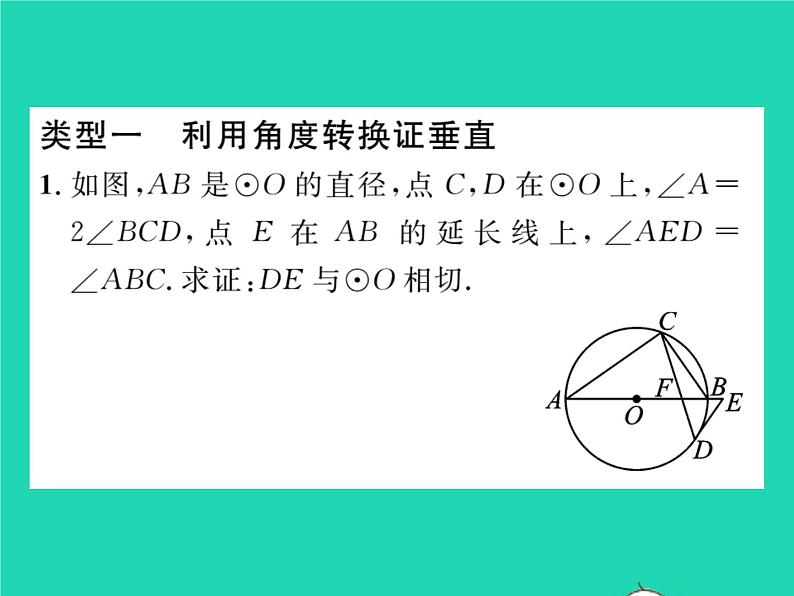 2022九年级数学下册第2章圆方法专题4切线证明的常用方法习题课件新版湘教版02