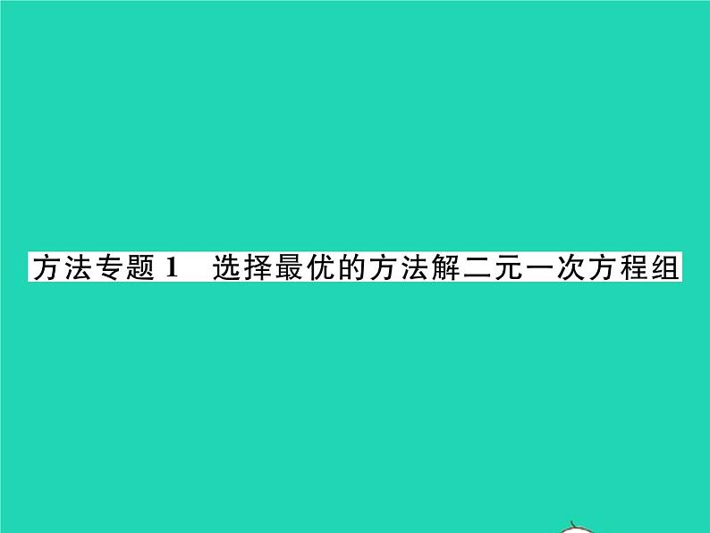 2022七年级数学下册第1章二元一次方程组方法专题1选择最优的方法解二元一次方程组习题课件新版湘教版01