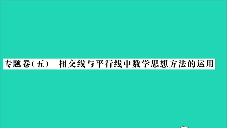 2022七年级数学下册专题卷五相交线与平行线中的数学思想方法的运用习题课件新版湘教版01