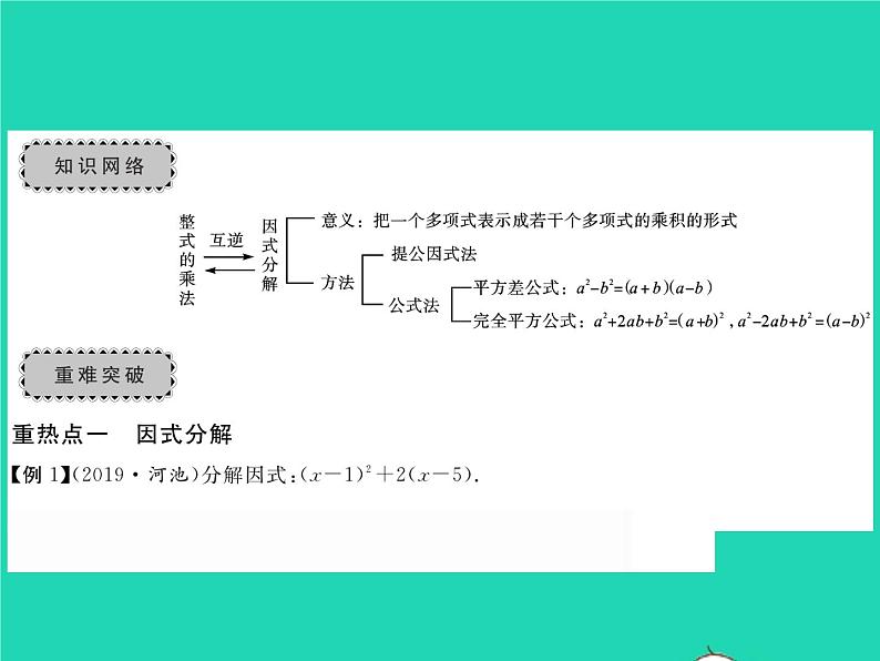 2022七年级数学下册第3章因式分解章末复习与小结习题课件新版湘教版02