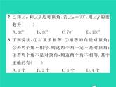 2022七年级数学下册第4章相交线与平行线4.1平面上两条直线的位置关系4.1.2相交直线所成的角习题课件新版湘教版