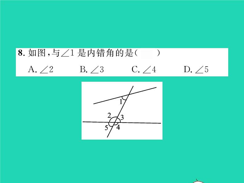 2022七年级数学下册第4章相交线与平行线4.1平面上两条直线的位置关系4.1.2相交直线所成的角习题课件新版湘教版第7页