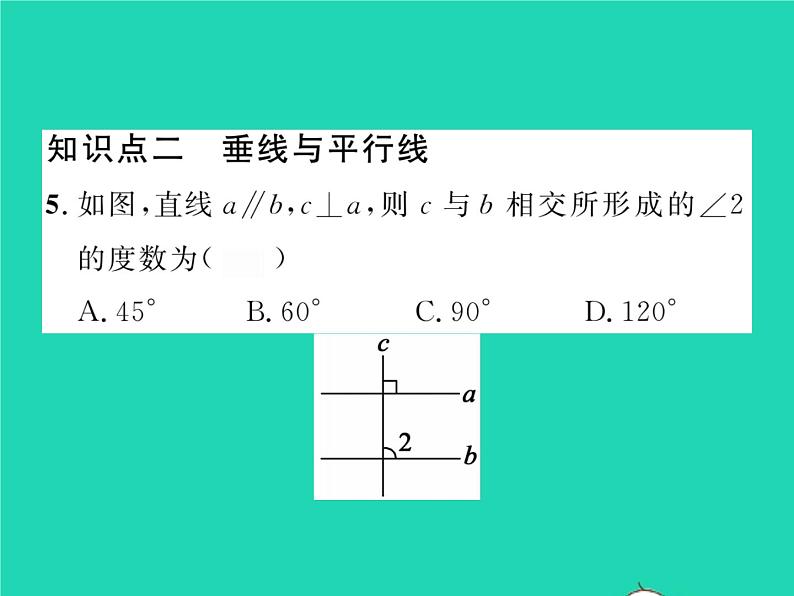 2022七年级数学下册第4章相交线与平行线4.5垂线第1课时垂线习题课件新版湘教版第6页