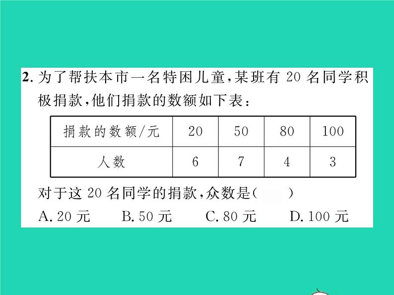 2022七年级数学下册第6章数据的分析6.1平均数中位数众数6.1.3众数习题课件新版湘教版03