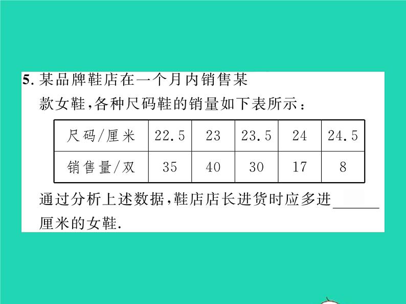 2022七年级数学下册第6章数据的分析6.1平均数中位数众数6.1.3众数习题课件新版湘教版05