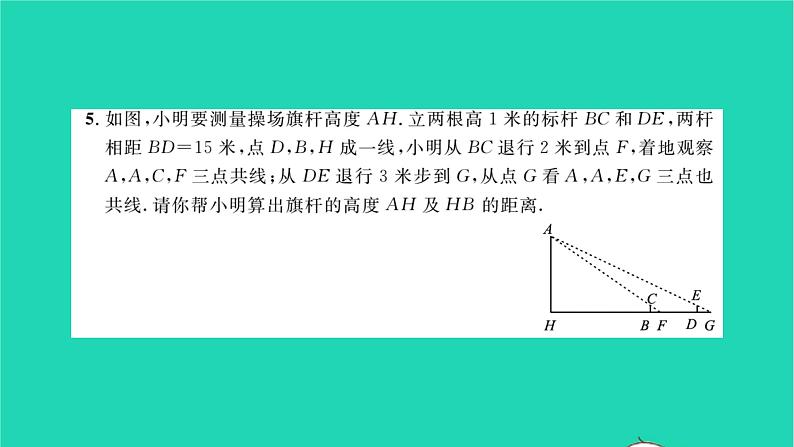 2022九年级数学下册专题卷五相似三角形与解直角三角形的实际应用习题课件新版沪科版06