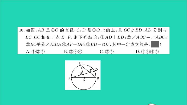 2022九年级数学下册周周卷九圆的基本性质与圆周角习题课件新版沪科版07