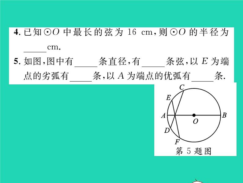 2022九年级数学下册第24章圆24.2圆的基本性质第1课时与圆有关的概念习题课件新版沪科版第5页