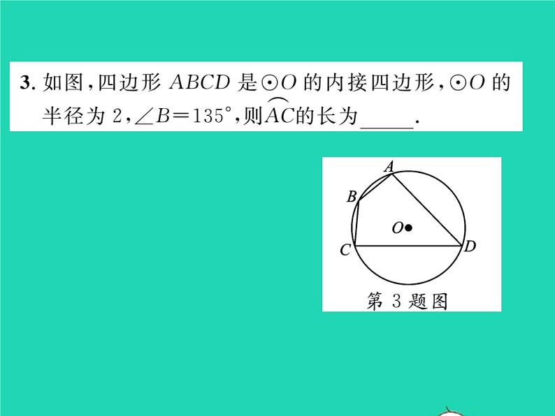 2022九年级数学下册第24章圆24.7弧长与扇形面积第1课时弧长与扇形面积习题课件新版沪科版第3页