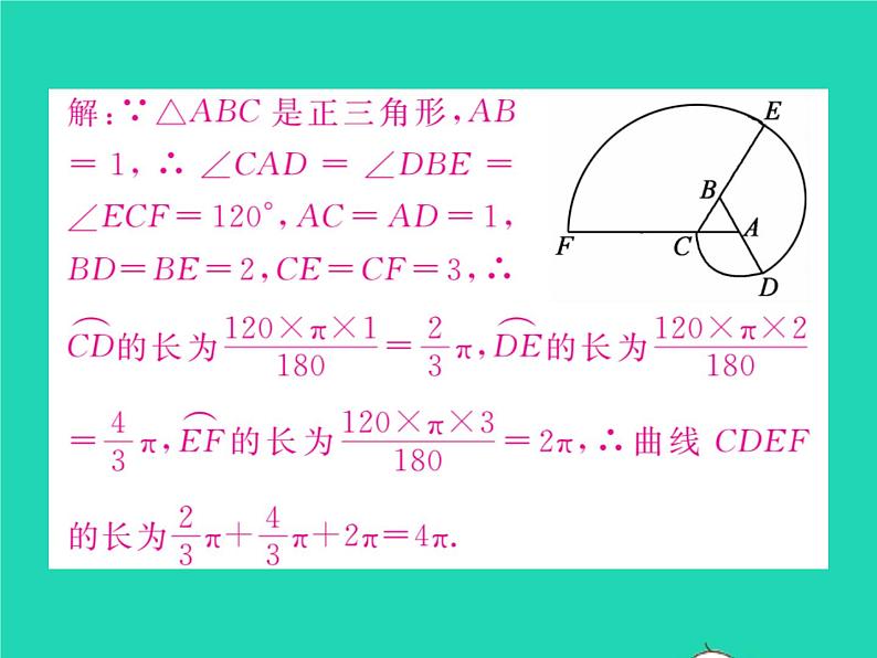 2022九年级数学下册第24章圆24.7弧长与扇形面积第1课时弧长与扇形面积习题课件新版沪科版第6页