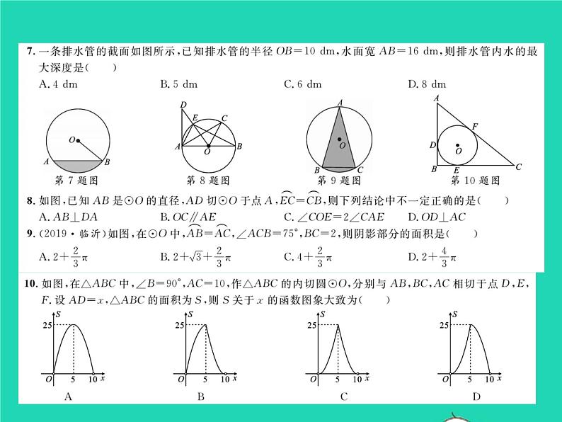 2022九年级数学下册第24章圆综合检测习题课件新版沪科版04