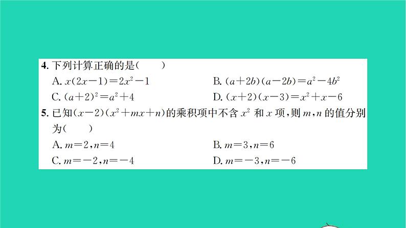 2022七年级数学下册第9章整式乘法与因式分解检测卷习题课件新版苏科版第3页