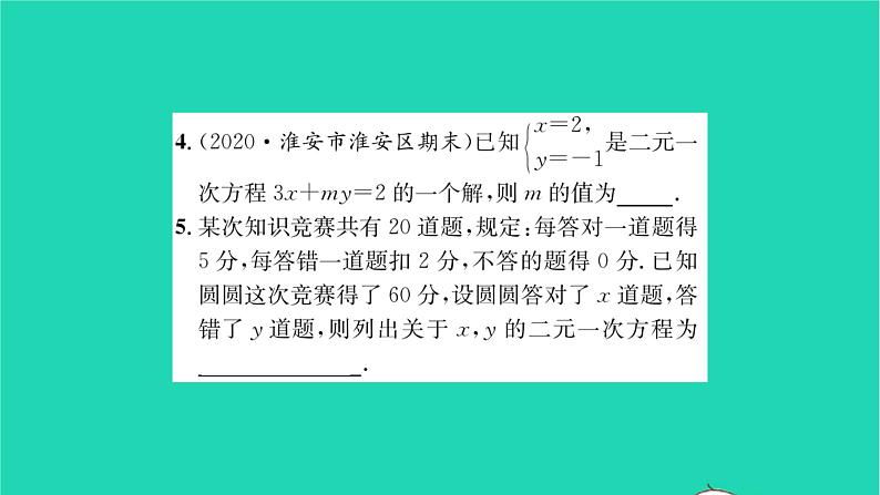 2022七年级数学下册第10章二元一次方程组10.1二元一次方程习题课件新版苏科版04