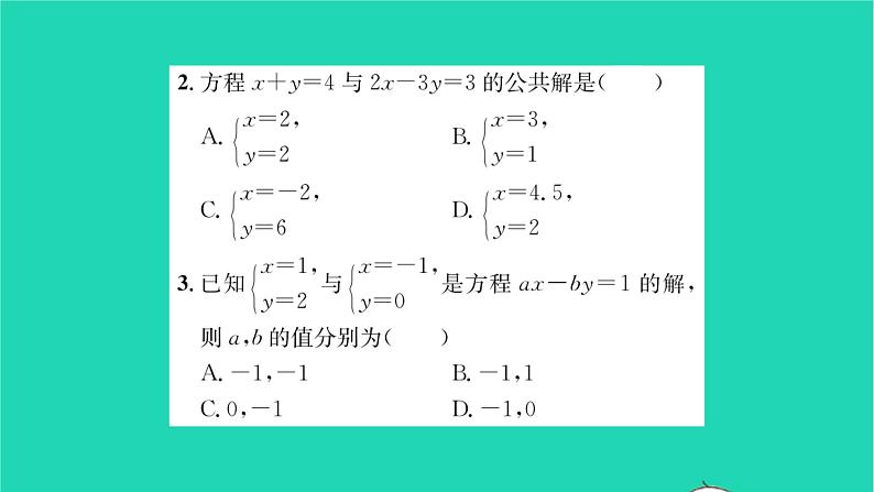 2022七年级数学下册第10章二元一次方程组考点集训习题课件新版苏科版第3页