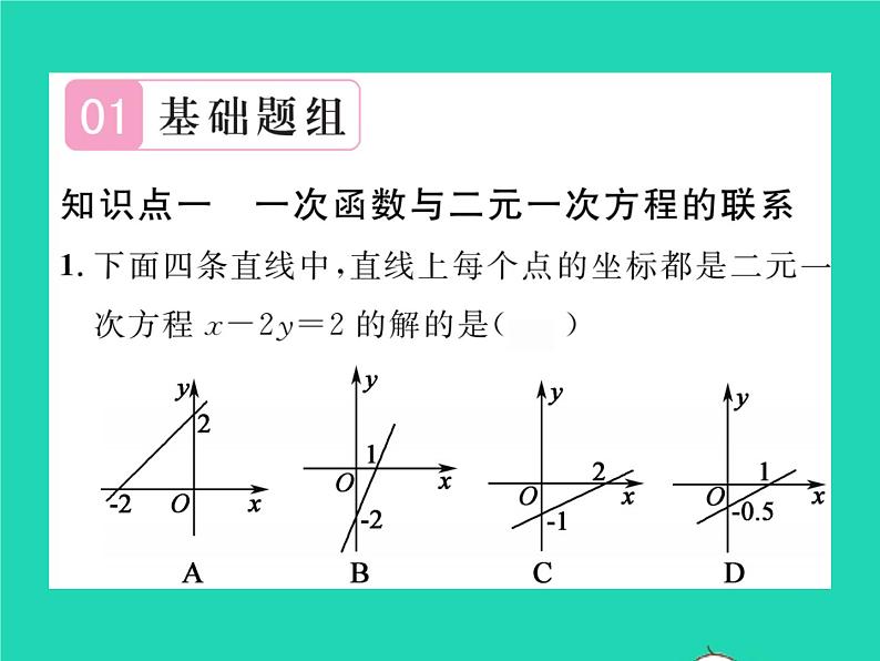 2022八年级数学下册第4章一次函数4.5一次函数的应用第3课时一次函数与一次方程的联系习题课件新版湘教版02