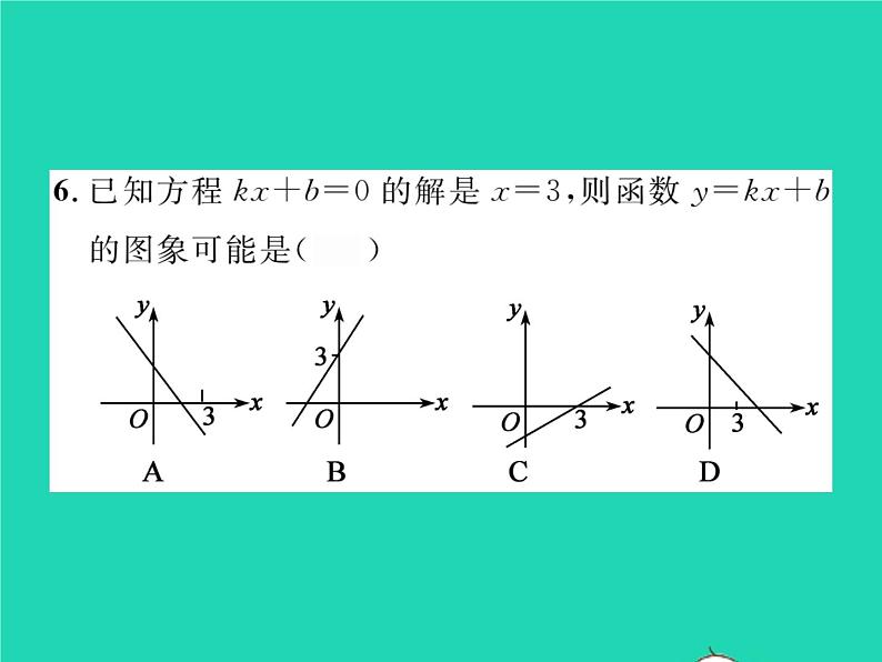 2022八年级数学下册第4章一次函数4.5一次函数的应用第3课时一次函数与一次方程的联系习题课件新版湘教版06