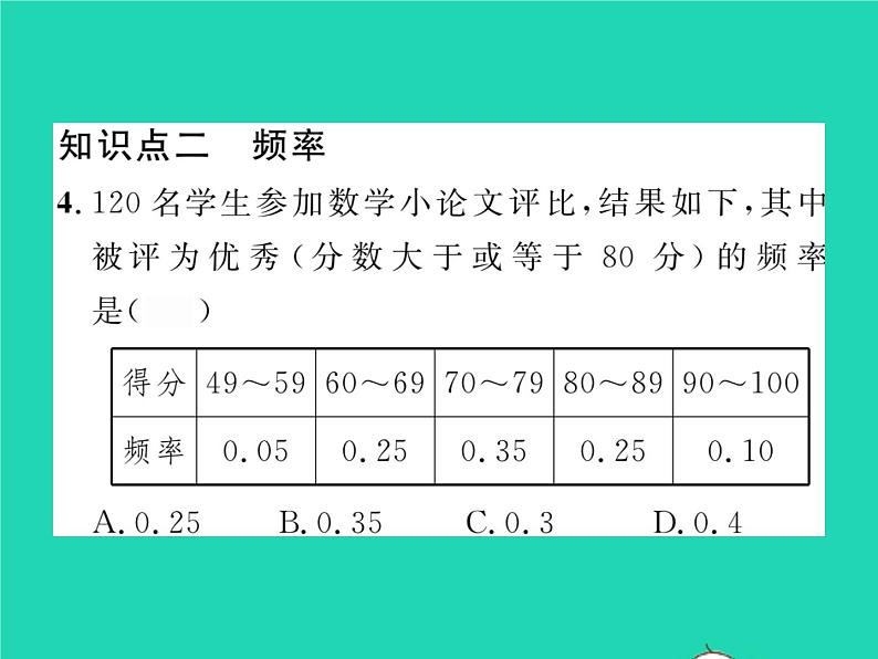 2022八年级数学下册第5章数据的频数分布5.1频数与频率习题课件新版湘教版04