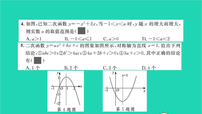 2022九年级数学下册专题卷二二次函数及反比例函数的图象与性质习题课件新版湘教版03