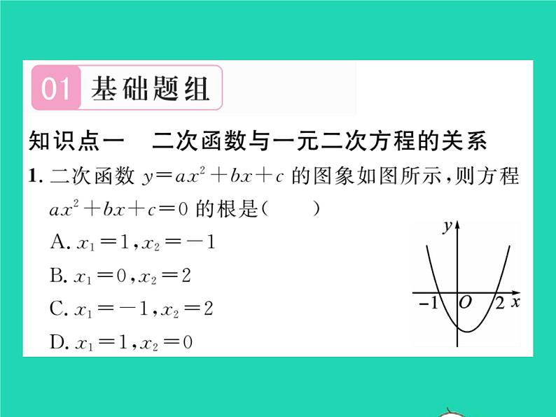 2022九年级数学下册第1章二次函数1.4二次函数与一元二次方程的联系习题课件新版湘教版第2页