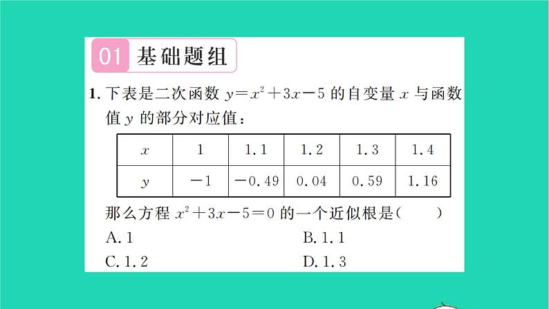 2022九年级数学下册第5章二次函数5.4二次函数与一元二次方程第2课时二次函数与一元二次方程2习题课件新版苏科版02