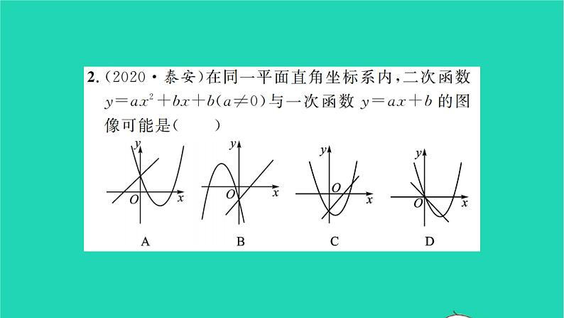 2022九年级数学下册第5章二次函数方法专题二次函数的图像与字母系数之间的关系习题课件新版苏科版03