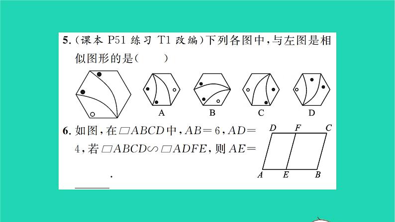 2022九年级数学下册第6章图形的相似6.3相似图形习题课件新版苏科版04