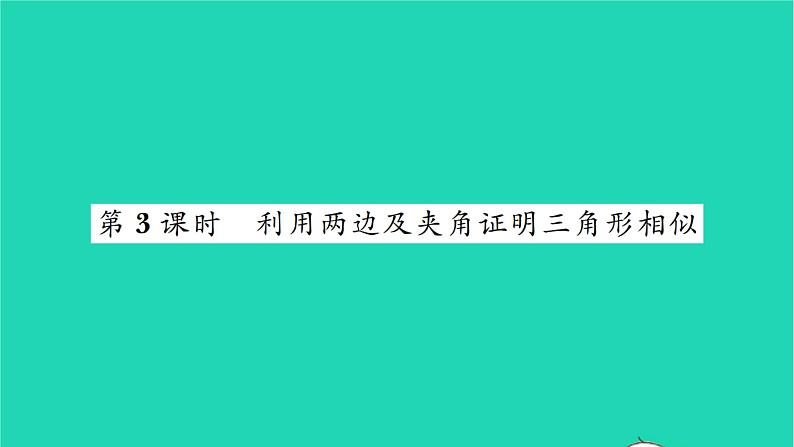 2022九年级数学下册第6章图形的相似6.4探索三角形相似的条件第3课时利用两边及夹角证明三角形相似习题课件新版苏科版01