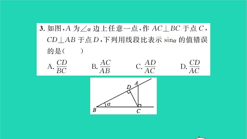 2022九年级数学下册第7章锐角三角函数7.2正弦余弦第1课时正弦余弦1习题课件新版苏科版04