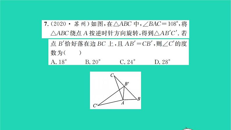 2022九年级数学下册期末复习7图形的变化习题课件新版苏科版07