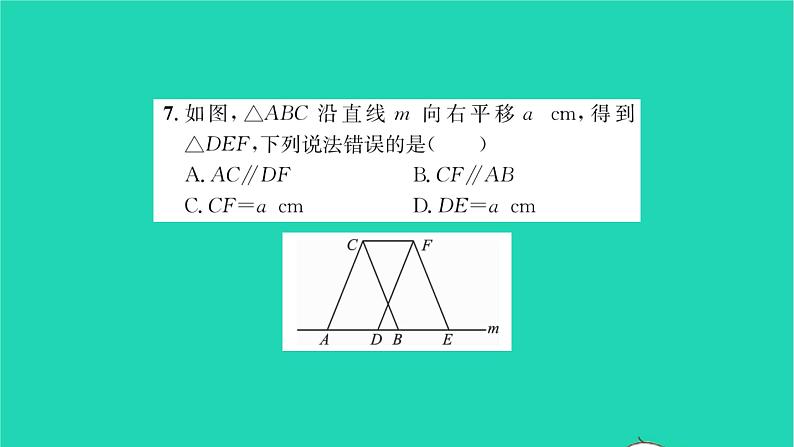 2022七年级数学下册第10章轴对称平移与旋转考点集训习题课件新版华东师大版08