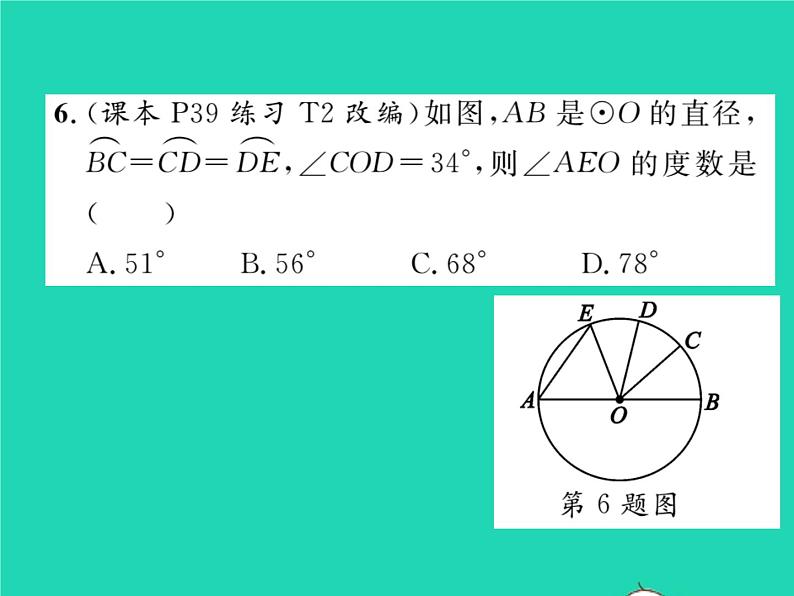 2022九年级数学下册第27章圆27.1圆的认识27.1.2圆的对称性第1课时圆心角弧弦之间的关系习题课件新版华东师大版07