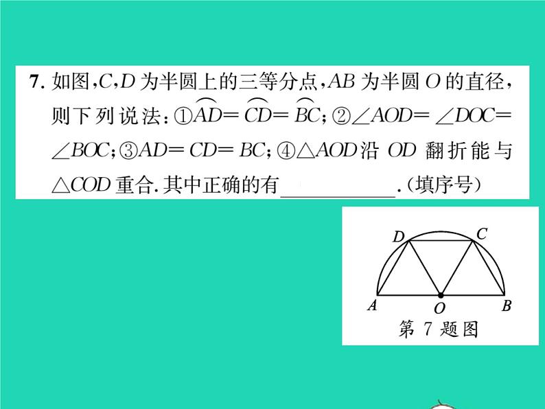 2022九年级数学下册第27章圆27.1圆的认识27.1.2圆的对称性第1课时圆心角弧弦之间的关系习题课件新版华东师大版08