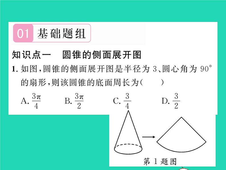 2022九年级数学下册第27章圆27.3圆中的计算问题第2课时圆锥习题课件新版华东师大版02