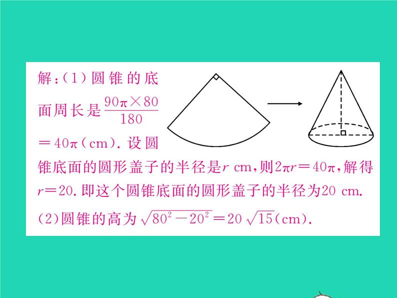 2022九年级数学下册第27章圆27.3圆中的计算问题第2课时圆锥习题课件新版华东师大版06