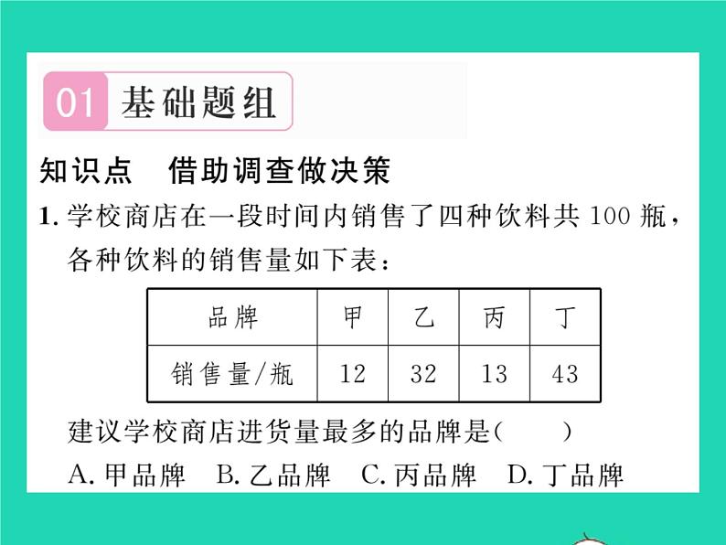 2022九年级数学下册第28章样本与总体28.3借助调查做决策28.3.1借助调查做决策习题课件新版华东师大版02