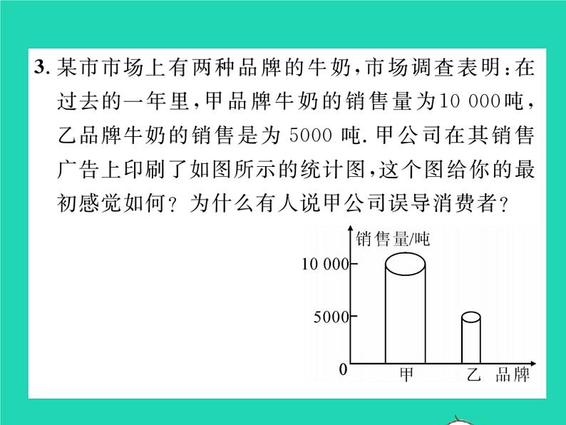 2022九年级数学下册第28章样本与总体28.3借助调查做决策28.3.2容易误导读者的统计图习题课件新版华东师大版第5页