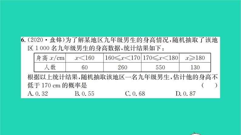 2022八年级数学下册第8章认识概率检测卷习题课件新版苏科版05